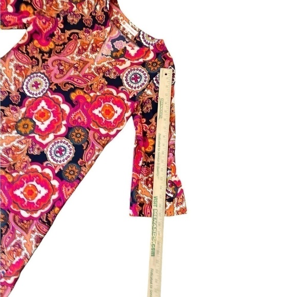 Jude Connally Michelle Paisley Dress Small Jersey Knit Stretch Colorful Fall - Picture 11 of 11